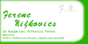 ferenc mifkovics business card